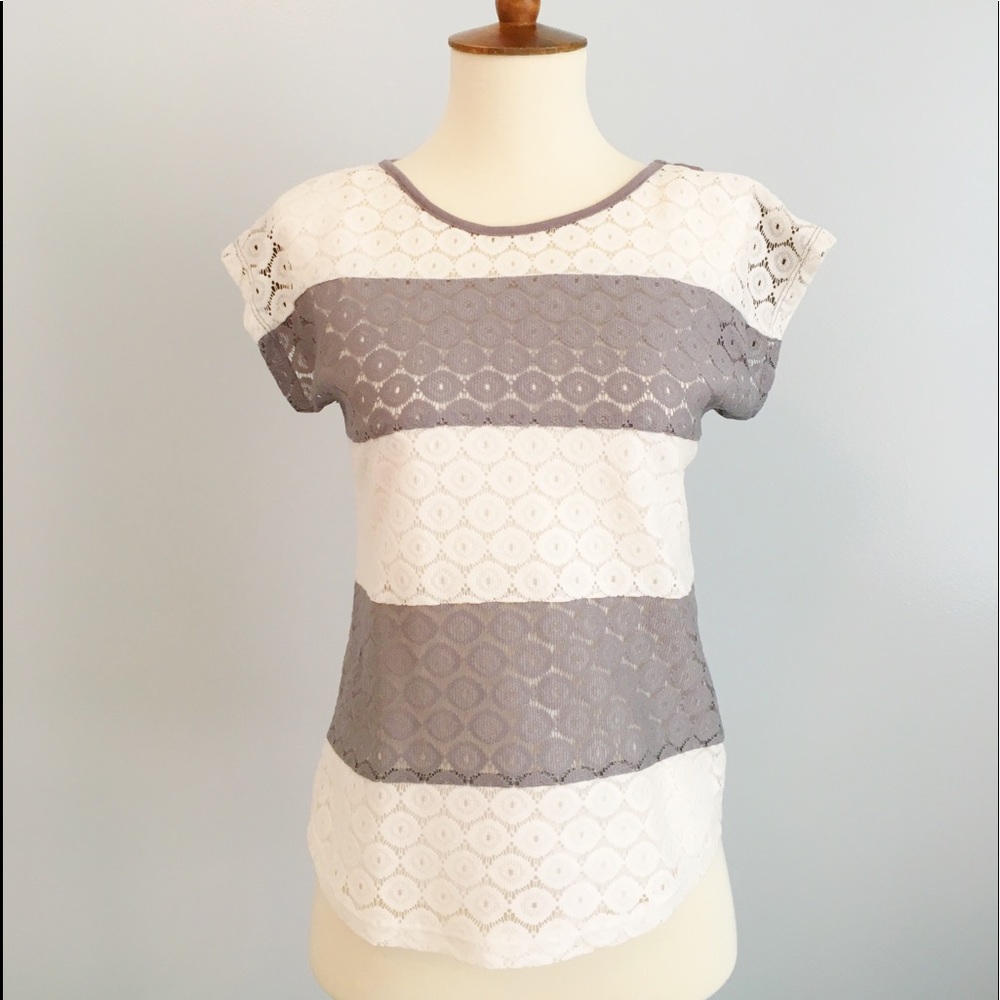 Grey and White Top
